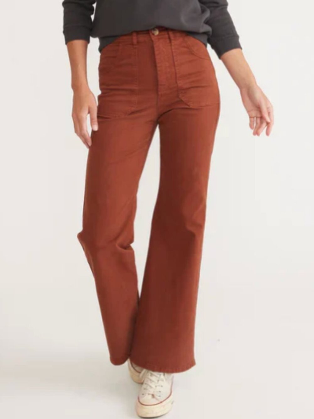 Marine Layer Bridget Full Length Flare Pant, Rust Brown, Size 2